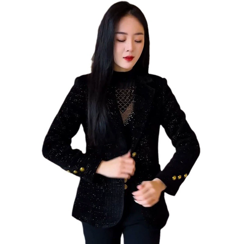 Spring red classic suit jacket, increased thickness, western style, Chanel style