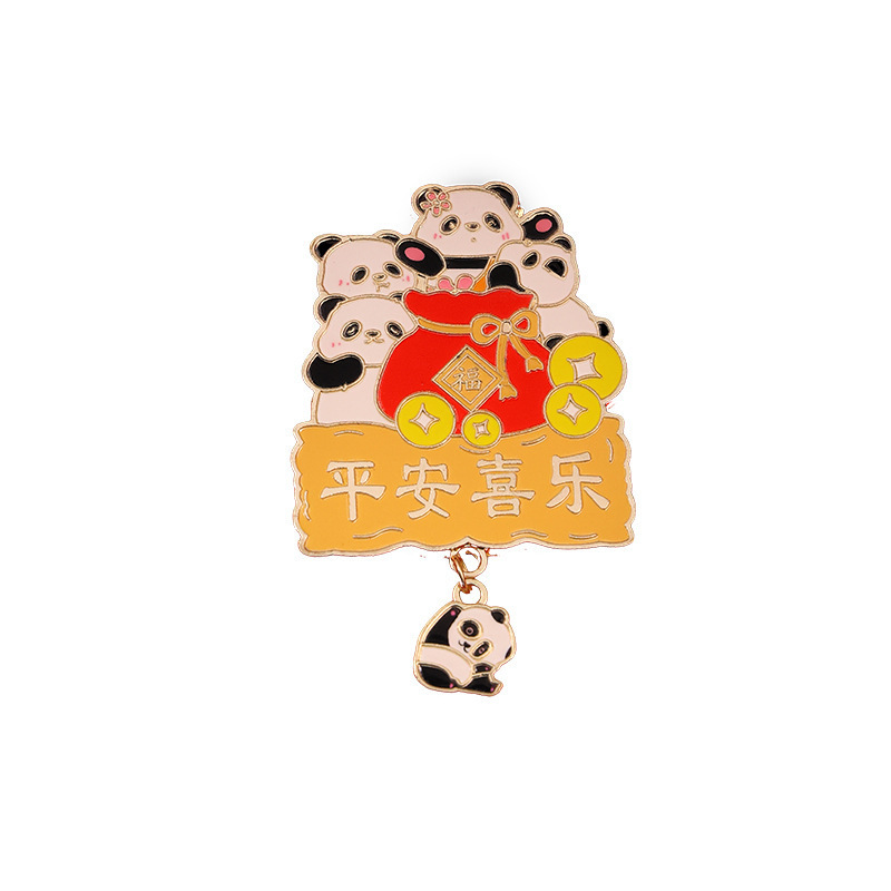 熊猫冰箱贴 金属创意卡通可爱冰箱贴流苏文创纪念品发财冰箱贴|undefined