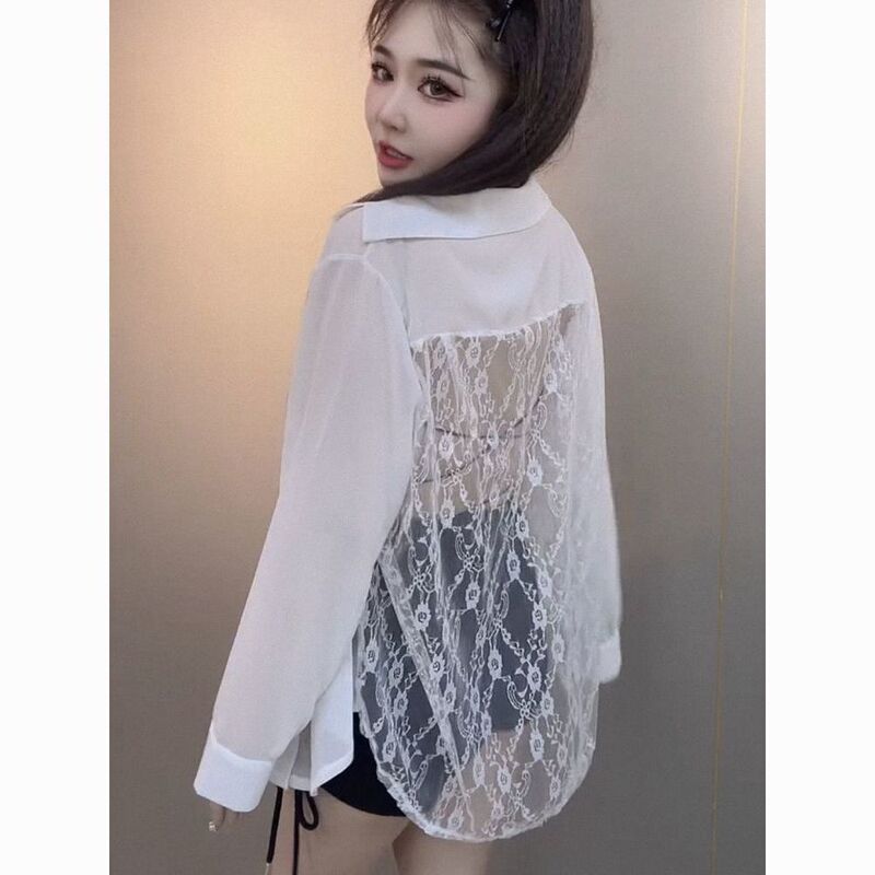 Hollow-Out Backless Lace Patchwork Sun-Protective Shirt for Women, New Summer Fashion, Loose-Fitting, Age-Reducing Long-Sleeve Top, Versatile Jacket Hollow-Out Backless Lace Patchwork Sun-Protective Shirt for Women, New Summer Fashion, Loose-Fitting, Age-Reducing Long-Sleeve Top, Versatile Jacket