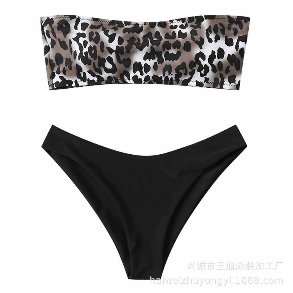 New European and American cross-border swimsuit AliExpress leopard print double-sided sexy bikini Amazon swimsuit