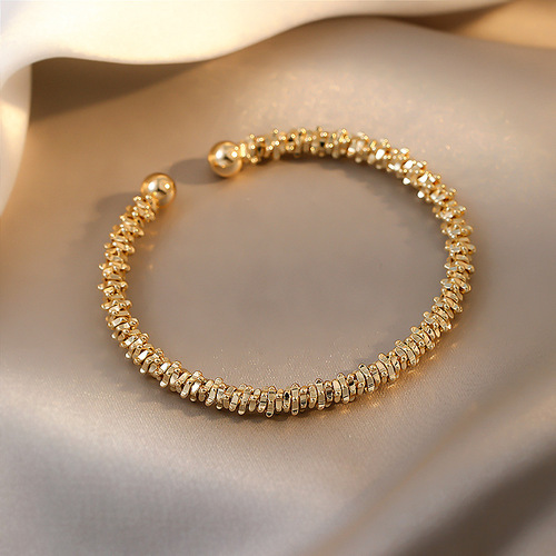 Korean Retro Braided Open Bracelet Yellow Irregular European and American Style Bracelet Korean Style Creative Minimalist Style Women's Jewelry
