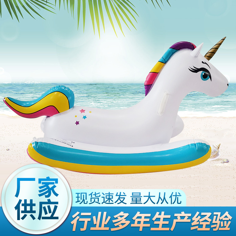 Manufacturer supplies children's inflatable toy unicorn rocking chair, PVC cartoon baby indoor and outdoor inflatable toy.