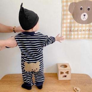 Baby Striped Romper Autumn New Style Unisex Baby Children's Super Cute Jumpsuit Spring and Autumn Outfit Newborn Crawling Suit