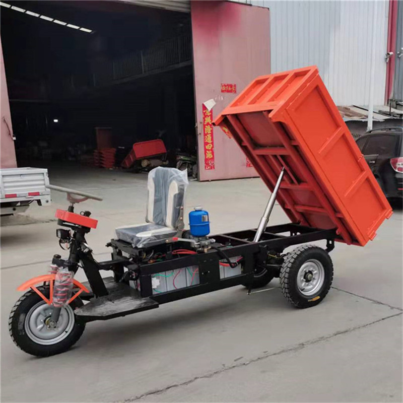 矿用翻斗式电动三轮车自卸式2T加棚柴油机运输车矿用三轮车