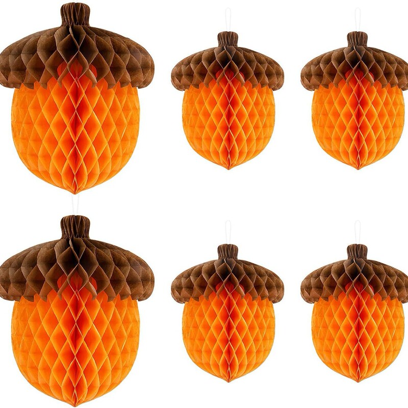 Autumn Theme Acorn Honeycomb Ball Thanksgiving Party Paper Honeycomb Hanging Table Center Hazelnut Pine Cone Decoration