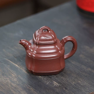 手工紫砂壶四方竹鼎方口方器宜兴原矿内推球孔高中端茶具礼品壶