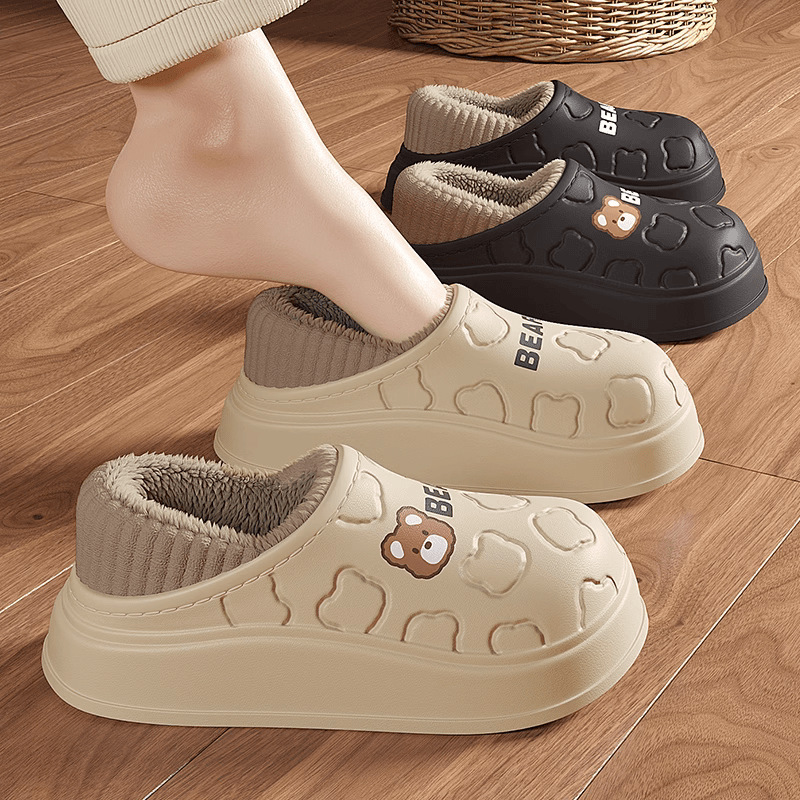 Waterproof Cotton Slippers for Women, Autumn and Winter 2025 New Style, Closed Heel, Indoor Casual, Non-Slip, Warm, Thick-Soled Maternity Cotton Shoes