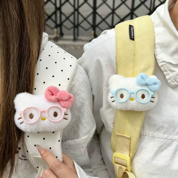 Glasses KT kitten backpack strap pendant cute cartoon plush toy decoration with Velcro for couples and friends