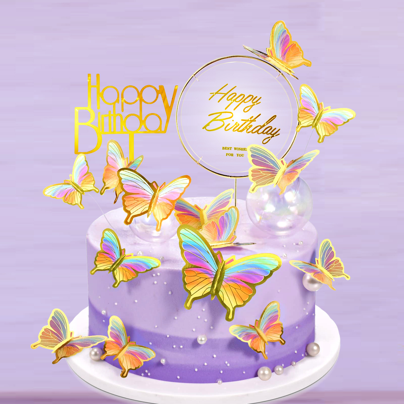 Birthday Fairy Style Cute Letter Butterfly Paper Birthday Cake Decorating Supplies display picture 1