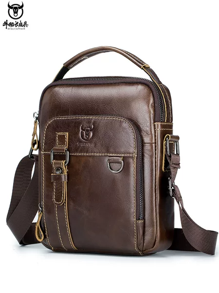 Captain Cow Leather Crossbody Bag Men's Leather Shoulder Bag Head Layer Cowhide Foreign Trade Retro Men's Bag Source Factory Wholesale