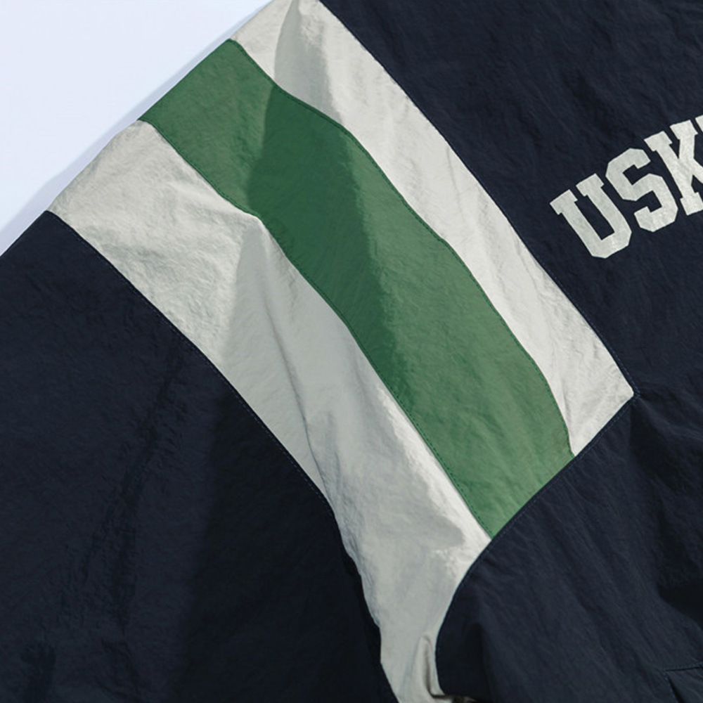 Men's Loose Color-Block Stand Collar Zipper Windproof Waterproof Outdoor Bomber Jacket American Style Trend_voghion.com