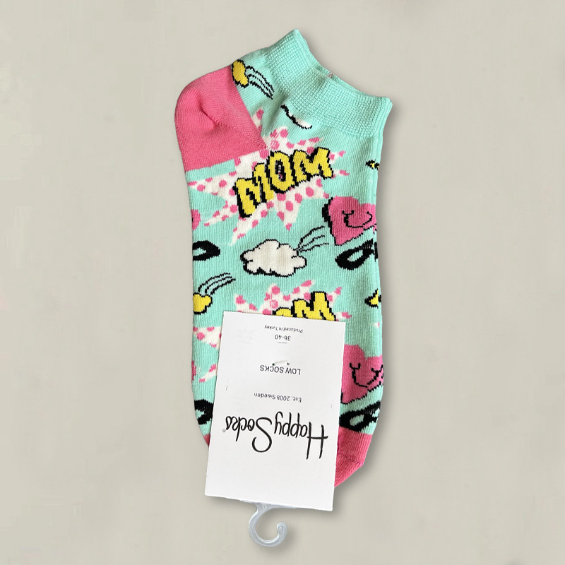 HappySocksハイスキンのショートソックスの漫画の浅い口の低い女性のスウェーデンのファッションのタイプのソックスの春夏のカラー