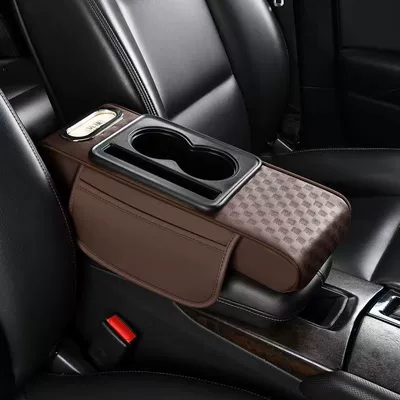 Armrest box pad, Embossed Leather Four-In-One Armrest Box - coffee-small-version