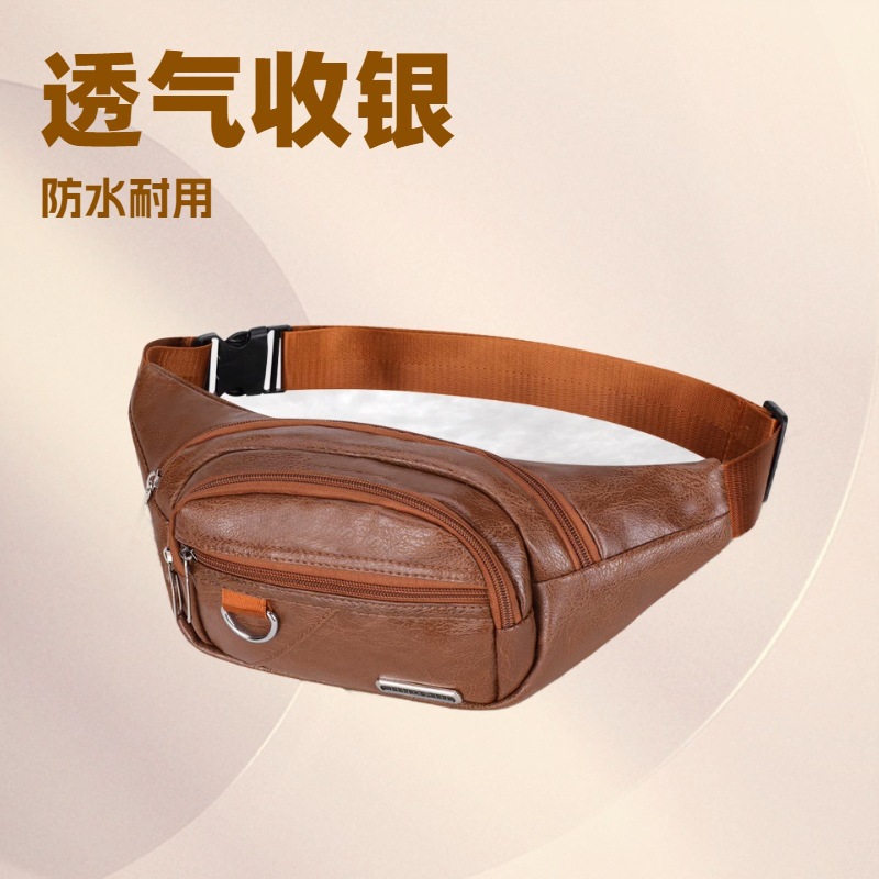 Bolso de cintura para hombre de cuero PU, bolso cruzado pequeño, multifuncional y ligero, venta al por mayor