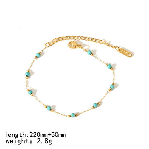  European and American Internet celebrity new color natural stone necklace 18K gold stainless steel irregular raw stone necklace jewelry