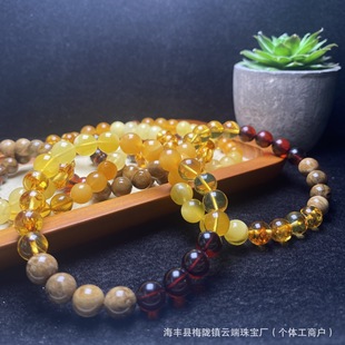 Natural Amber Beeswax Bracelet Blue Po Blood Po Genper Beeswax Old Beeswax Bracelet Jewelry DIY Accessories Women ·