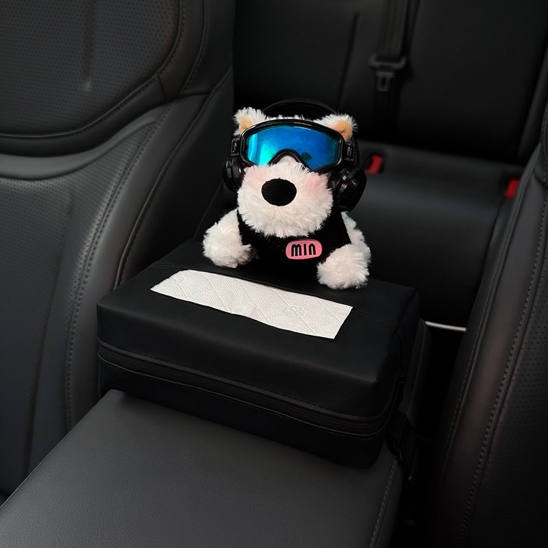 2026 New West Highland Car Armrest Box Tissue Holder, In-car Tissue Box, Seat-mounted Tissue Bag, Therapeutic Style