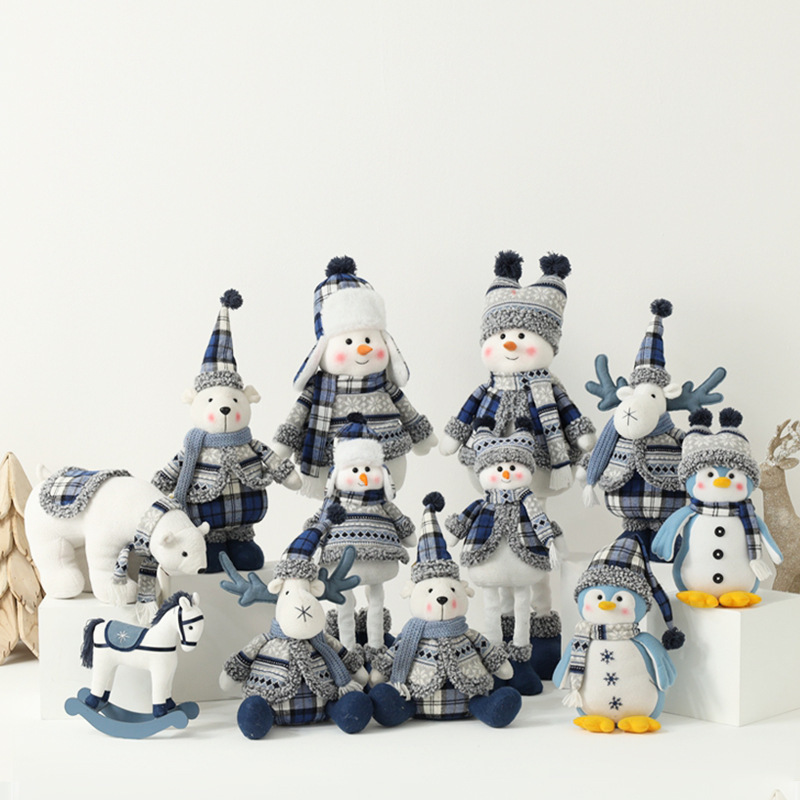 Christmas Decorations Mediterranean Blue and White Series Christmas Hats Dolls Christmas Ornaments Christmas Gifts Toys