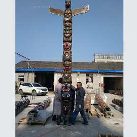 厂家供应生产人面头像图腾柱 印地安文化旅游景区玻璃钢图腾柱