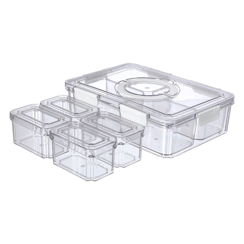 Refrigerador caja de almacenamiento de calidad alimentaria clasificación de frutas y verduras crisper 9-pieza portátil PET transparente cocina organización caja