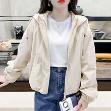 连帽短款纯色小个子冲锋衣外套女春秋宽松休闲夹克双拉链潮流上衣