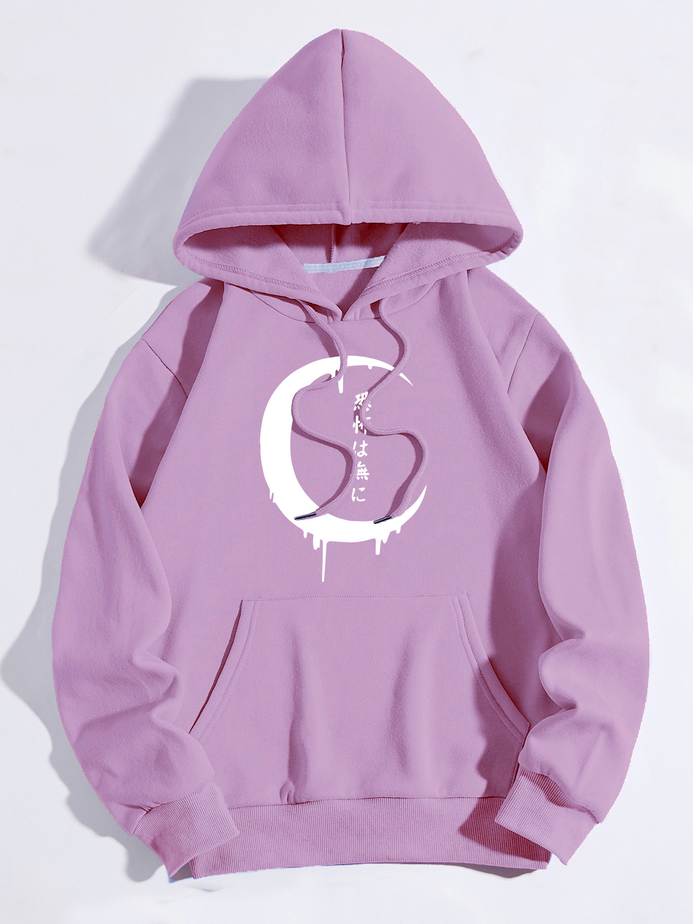2023 transfronterizo de otoño e invierno de estilo gótico de las mujeres con capucha de manga larga con estampado de Luna japonesa con capucha suéter forrado de lana