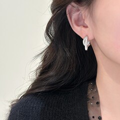 独特设计感锆石银色交叉耳环女轻奢高级感2025新款爆款耳饰耳钉