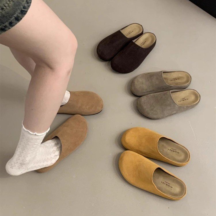 女性用の超人気のハーフスリップオンビルケンシュトックシューズ、多用途のカフスリッポン、レイジーバックトゥフラットスリッパ、ファッショナブルなアウターミュラー|undefined