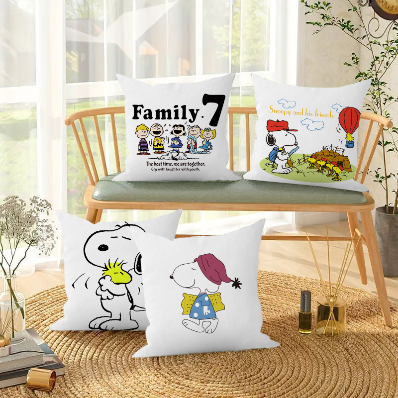 Animación dibujos animados Snoopy almohada cubierta sofá sala de estar dormitorio cojín almohada decoración del hogar simple almohada cubierta