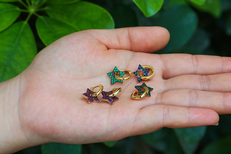 Copper Material Wholesale Jewelry Five-pointed Star Diamond Copper Ear Clip Nihaojewelry