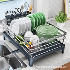 台所の水切り棚家庭用304ステンレス製食器食器入れ食器収納ケース大容量多機能テーブル食器棚