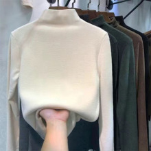 德绒半高领保暖打底衫女2025秋冬季外穿内搭学生上衣长袖T恤女装