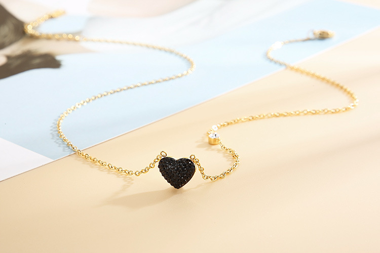 Einfache Neue Diamant Herzförmige Anhänger Edelstahl Schmuck Verstellbare Liebe Halskette display picture 4