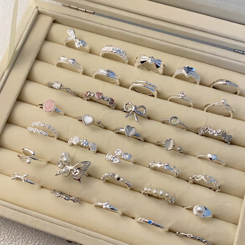 Li Luo Xiaohongshu New Product Recommendation Korean Plain Silver Ring for Women, Non-Fading, Niche Simple Ins Style Ring