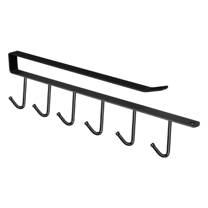 Cocina sin costuras perforadora de seis piezas gancho puerta del gabinete barra larga colgando estante fila gancho de almacenamiento