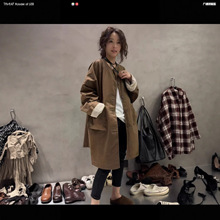 2025 秋新款气质通勤圆领拼色棉衣 宽松韩版简约休闲外套