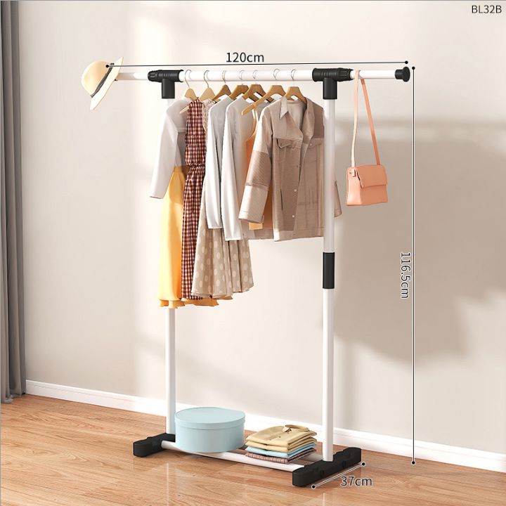 Perchero de Pie Doble Barra Hierro Gran Capacidad para Dormitorio y Balcón image 59