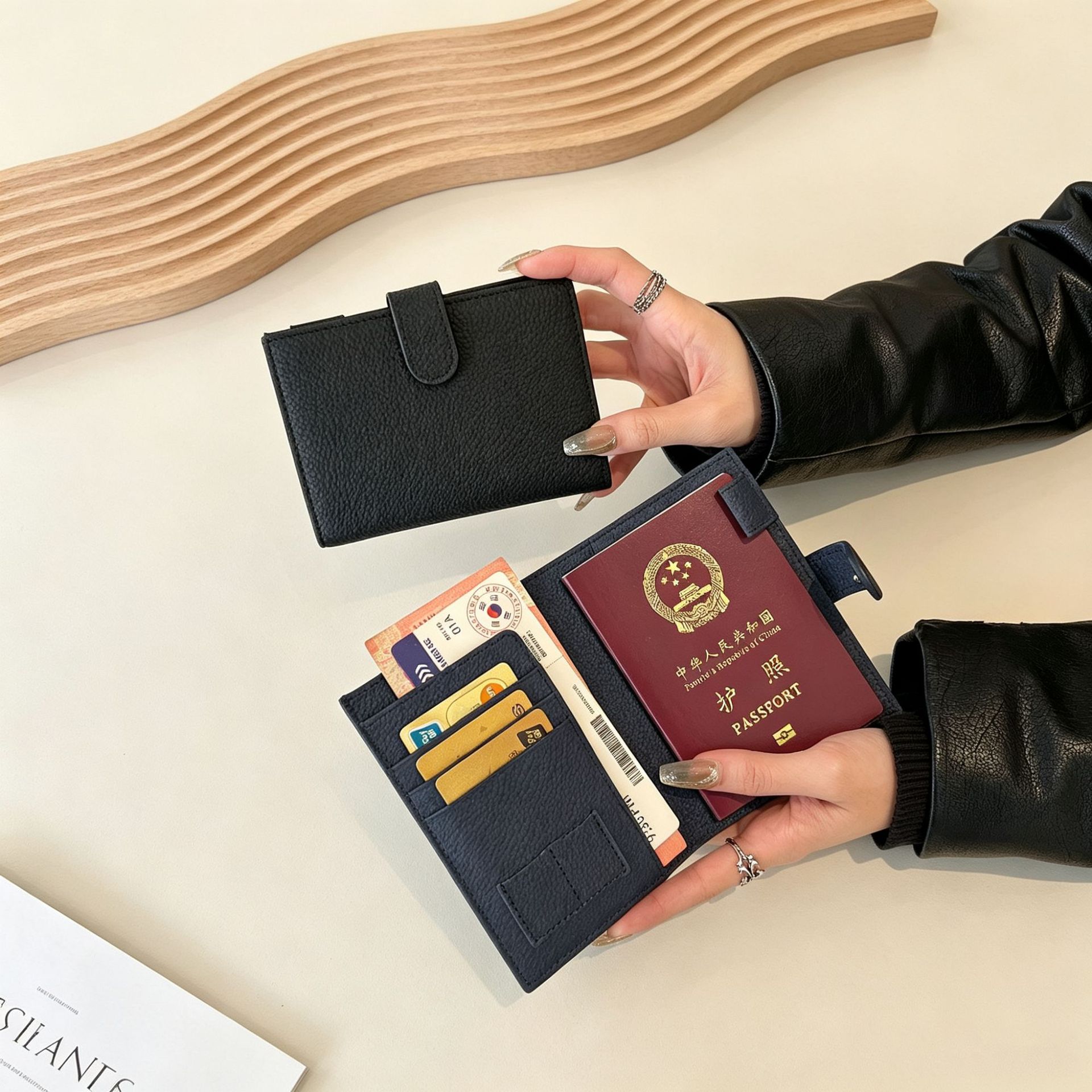 FEID Pasaport Cüzdanı Deri Çok Fonksiyonlu Kart Saklama