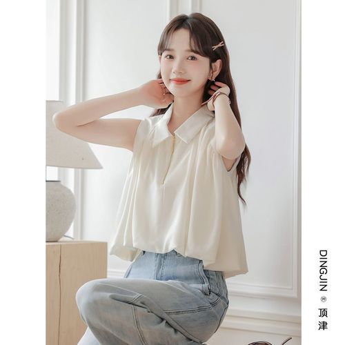 Women's Summer 2025 New Design French-Style Sleeveless Blouse, Boho Loose Short-Sleeve Backless Top with Fresh and Unique Style