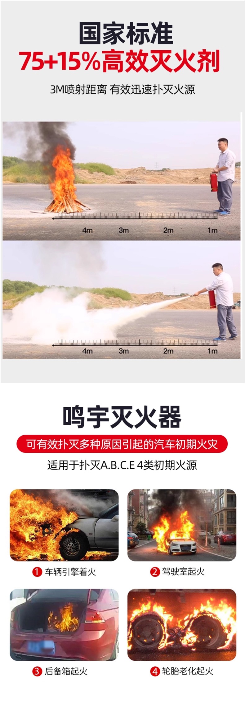 Car-Mounted Fire Extinguisher for Private Vehicles, Small Portable Dry Powder Set for Annual Inspection in Cars, Dedicated Home Fire Equipment