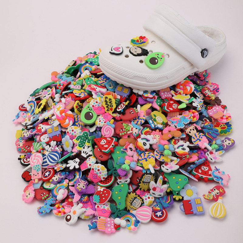 Mixed Styles of Amazon Clog Shoe Charms, Cartoon Series, Marvel Rainbow Flower Fruit Shoe Charms, Mixed Batch Accessories