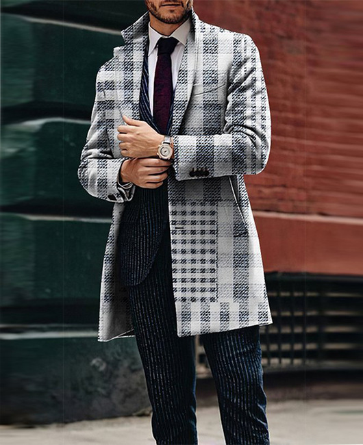 2024 europeo y americano de comercio exterior de otoño e invierno de los nuevos hombres de lana collar medio-longitud de la capa de bolsillo casual moda caliente