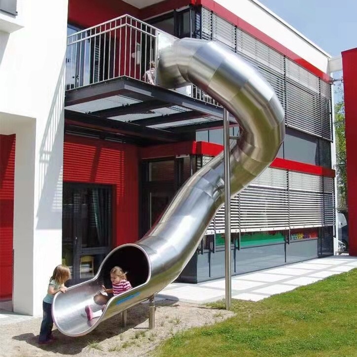 ステンレス製滑り台複合体、消防用、屋外公園、コミュニティ、幼稚園、子供用遊具、屋外|undefined