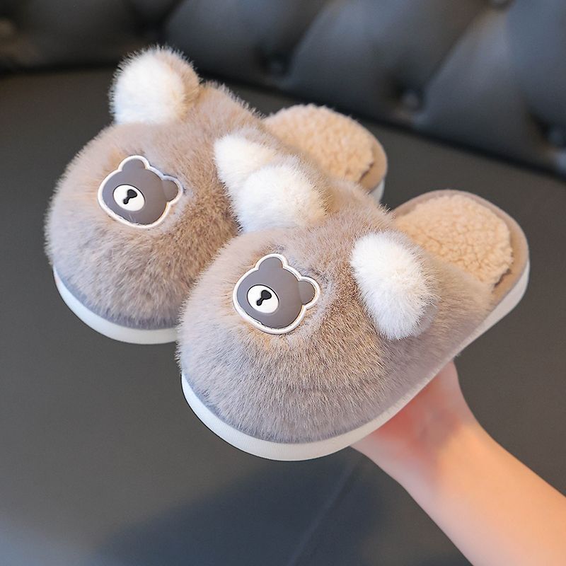 Zapatillas de algodón para niños otoño e invierno 2025 antideslizantes para el hogar con una base suave cálida lindas zapatillas de dibujos animados para hombres y mujeres niños niños