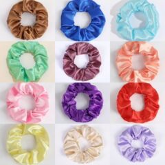 国境を越えた売れ筋サテン生地ヘアゴム 60 色光沢のある生地ヘアロープパーティー装飾ヘッドバンドシンプルなヘアアクセサリー女性用