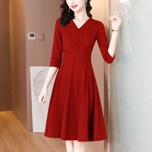 喜婆婆婚宴装晚礼服裙2023夏季新款时尚气质优雅法式赫本风小红裙
