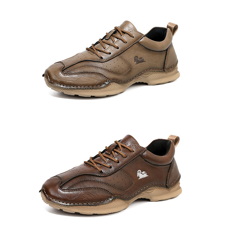 Giày lười nam thủ công da PU đế bằng cổ thấp cỡ lớn phong cách ngoài trời — 8727 màu kaki, 8727 màu đen, 8727 nâu nhạt, 8727 nâu sẫm chi tiết 31