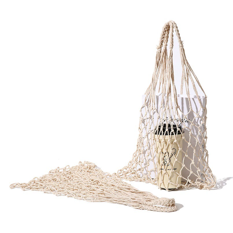 Южная Корея ins Хлопок Сетка Сумка Хозяйственная Сумка Полые Сплетенные Tote Пляж Рука Сплетенный Мешок Сетки Плеча