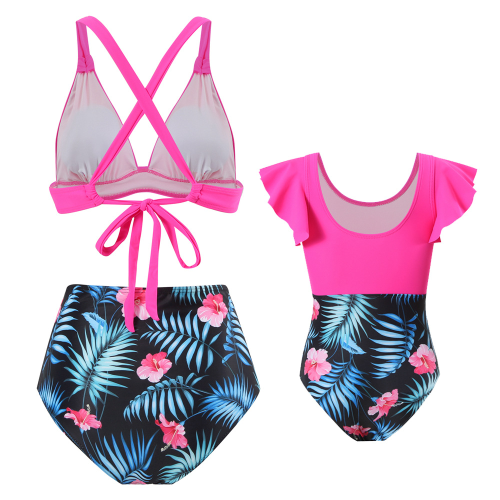 Mother&daughter Lady Classic Style Printing 2 Pieces Set Bikinis Swimwear display picture 2