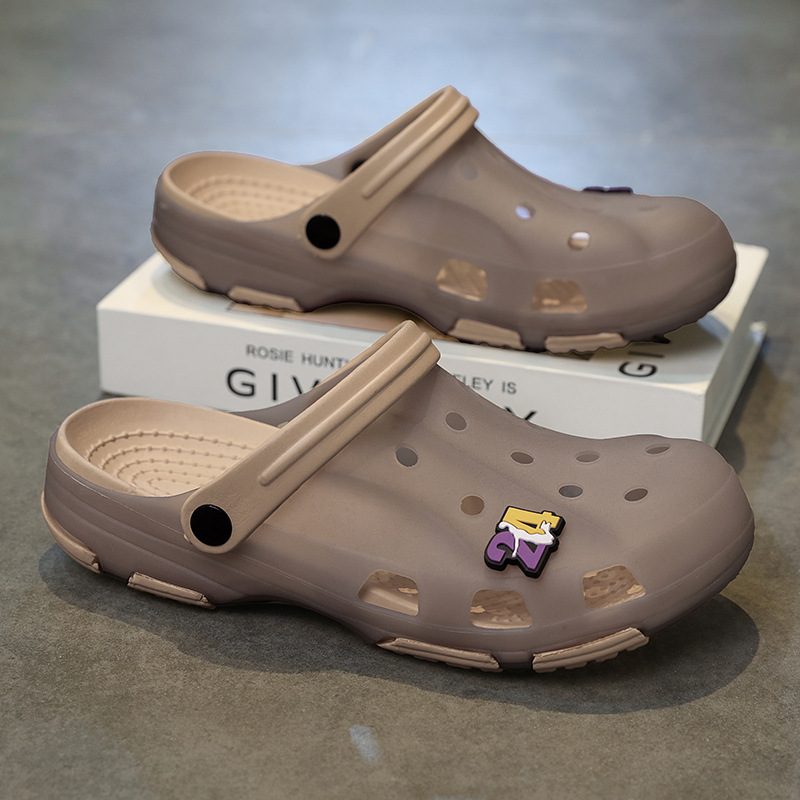 Zapatos con agujeros de gelatina, zapatillas Baotou de gran marca del mismo estilo, sandalias antideslizantes casuales para hombres, zapatos de vadeo con suela gruesa